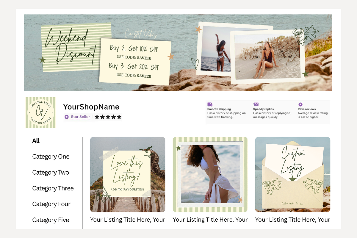 Coastal Etsy Shop Kit Template, a Branding & Logo Template by Anna Design Studio (Photo 7 of 8)