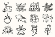 Vintage Christmas Illustration Set, an Object Illustration by NatalieArtShop (Thumbnail 2 of 9)