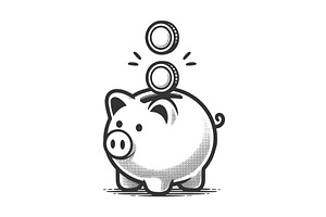 Piggy Bank with Coin Savings vector, a Finance Illustration by AlexArt