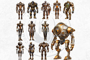Steampunk Robots Cliparts, a Decorative Illustration by ThatsDesignArt (Thumbnail 10 of 13)