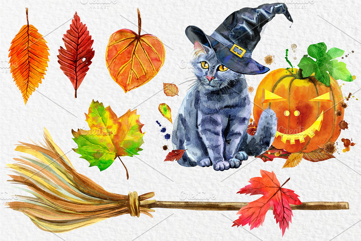 Orange and black Halloween, an Animal Illustration by Watercolor fantasy (Photo 2 of 9)