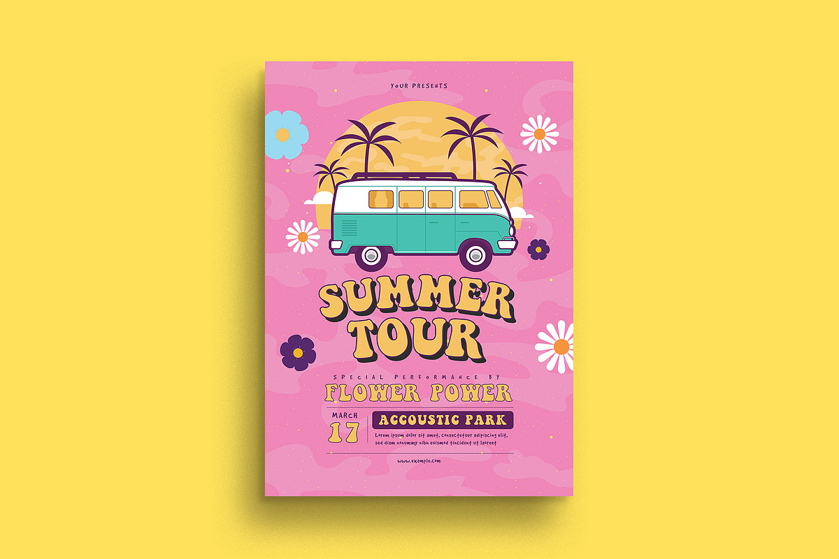Summer Hippies Tour Flyer, a Flyer Template by Guuver (Photo 1 of 3)