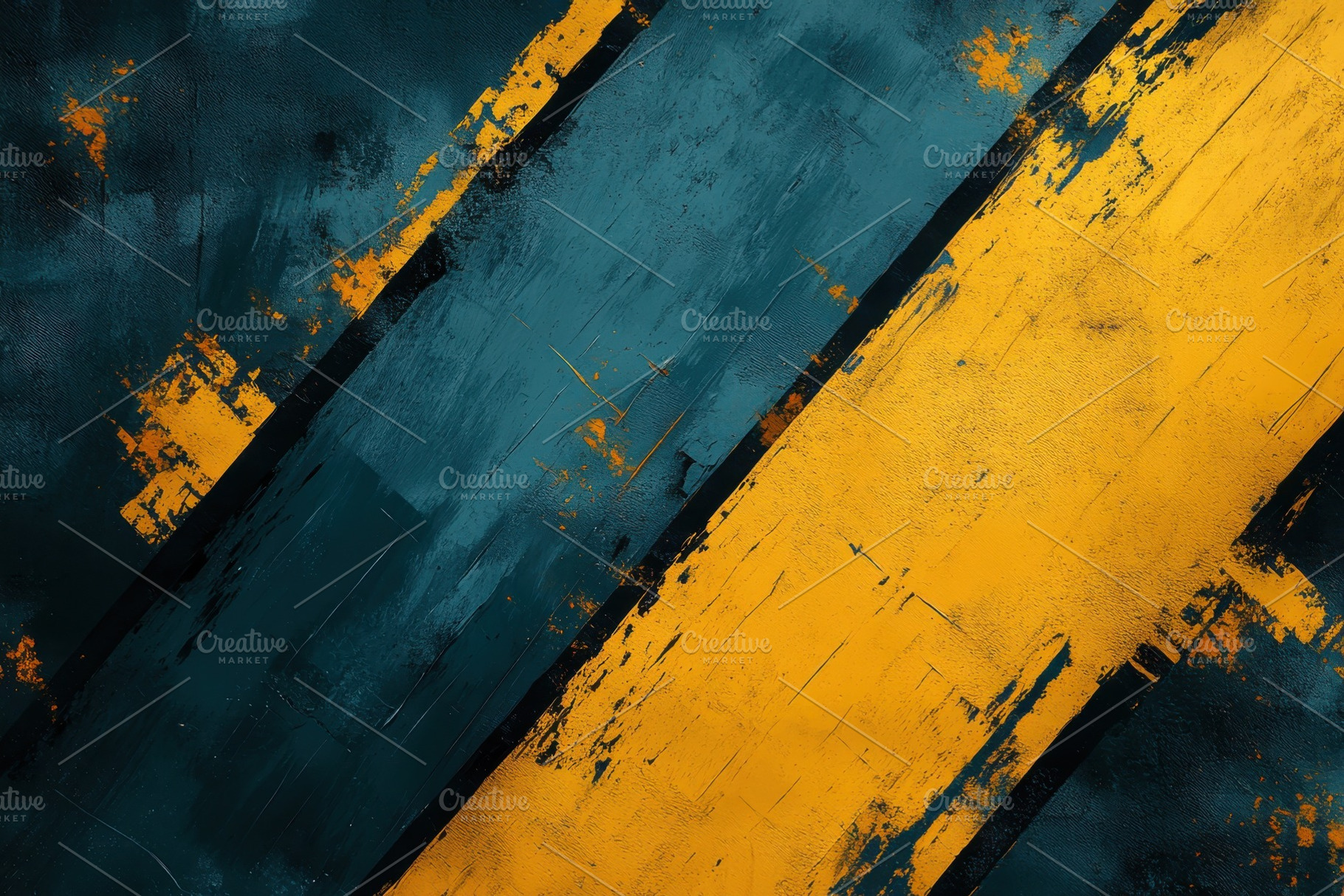 Abstract art teal yellow black paint, a Photo by Pixeness Studio