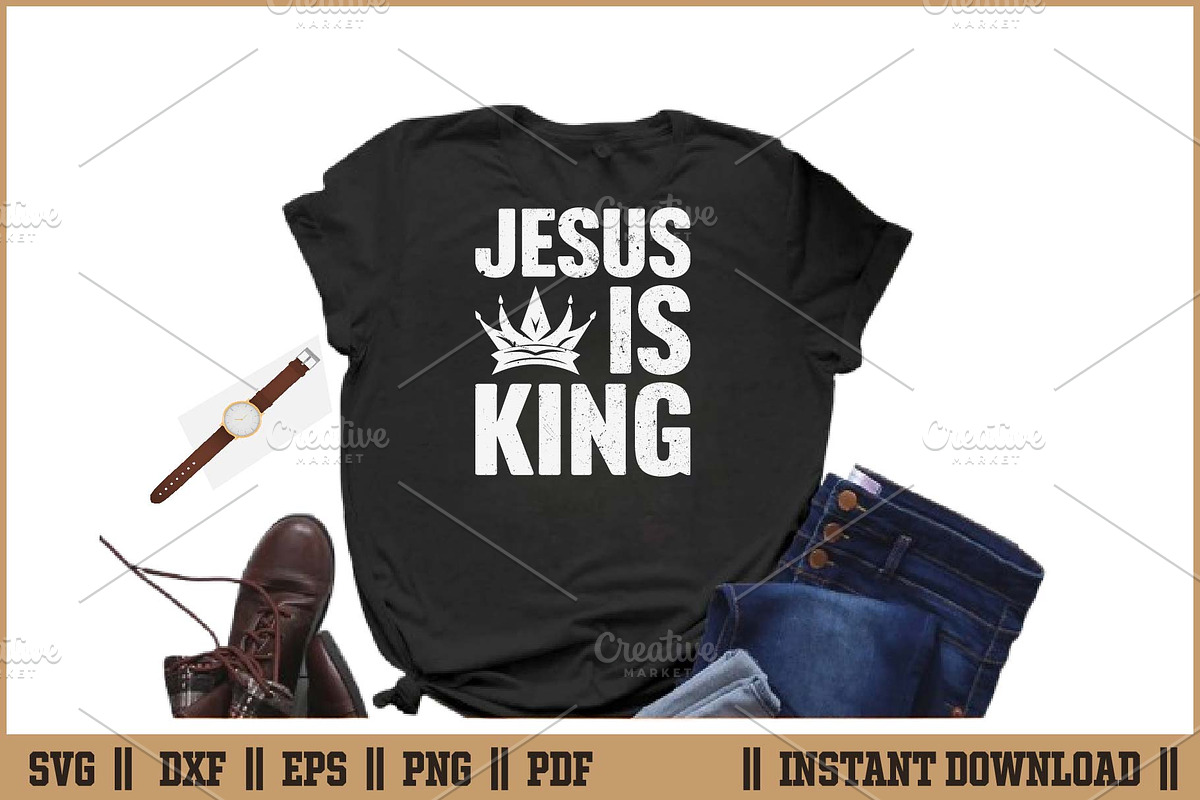 Jesus Is King Christian Faith SVG, a Seasonal Illustration by Handy Arts Studio (Photo 2 of 3)