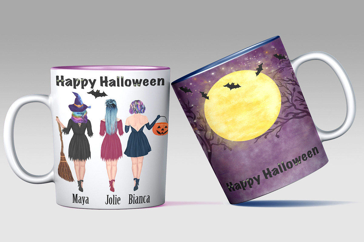 Halloween girls clipart,Witches PNG, an Illustration by chilipapers (Photo 5 of 5)
