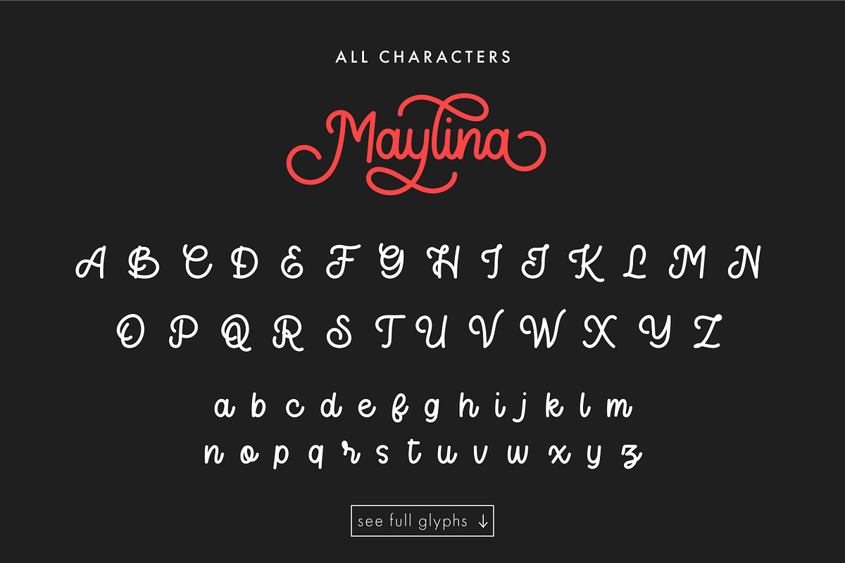 Maylina Script + Extras, a Script Font by yellowline (Photo 6 of 7)