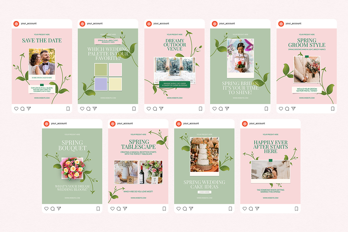 Spring Wedding Instagram Templates, a Social Media Template by Supanium Studio (Photo 3 of 5)