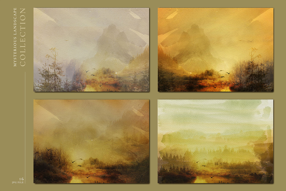 Mysterious Watercolor Landscapes 4, a Background Graphic by Suna Kosem (Photo 8 of 11)