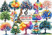 Cute Doodle Christmas Tree Clipart, an Illustration by Canvas Craft (Thumbnail 1 of 7)