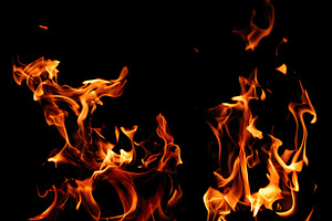 fire on a black background