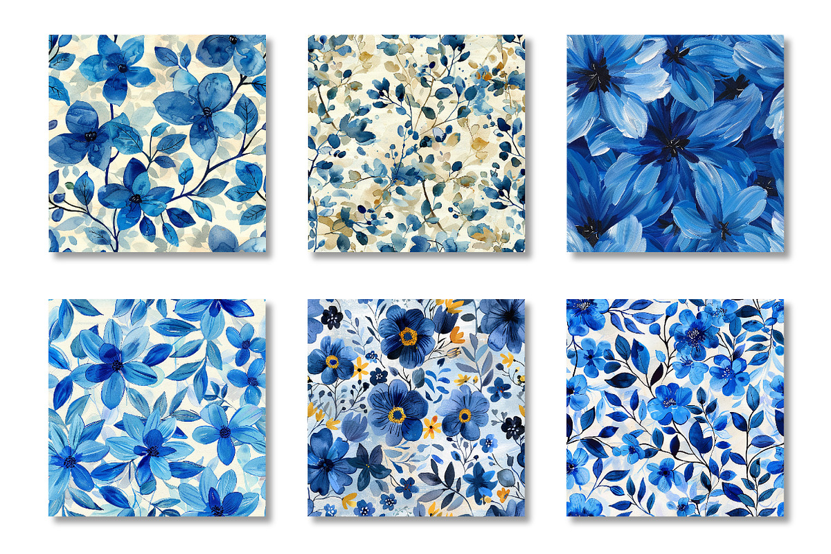 Blue Floral Spring Pattern, a Pattern Graphic by Canvas Craft (Photo 3 of 6)
