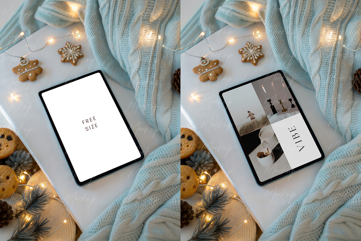 Christmas Tablet Mockup Top View, a Product Mockup by TatiMockup (Photo 2 of 3)