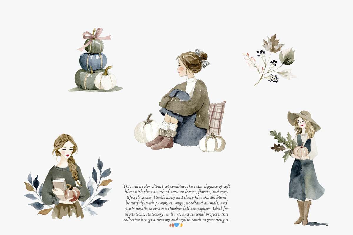 cozy autumn charm clipart set, a Decorative Illustration by Patishop Art (Photo 6 of 11)