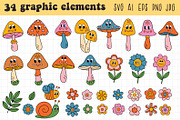cute Mushrooms and flowers, a Seasonal Illustration by NataKa (Thumbnail 2 of 10)