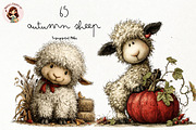 Whimsical Autumn Sheep Clipart, a Seasonal Illustration by Nicolle's Colorful Art (Thumbnail 1 of 6)