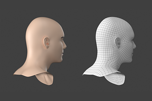 Natural Male Head 02 Generic Mesh