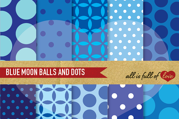Blue Polka Dots Patterns Print preview 2