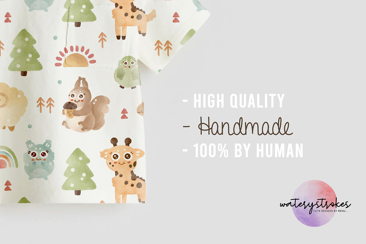 5 Cute Forest animal pattern, a Pattern Graphic by Waterystrokes (Photo 5 of 6)