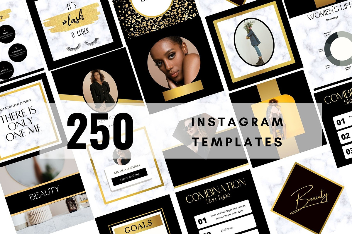250 Black Gold Instagram Templates,, a Social Media Template by MORION (Photo 1 of 6)