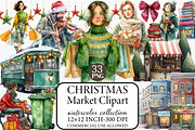 Watercolor Christmas Market Clipart, an Illustration by Libby Wishes (Thumbnail 1 of 9)