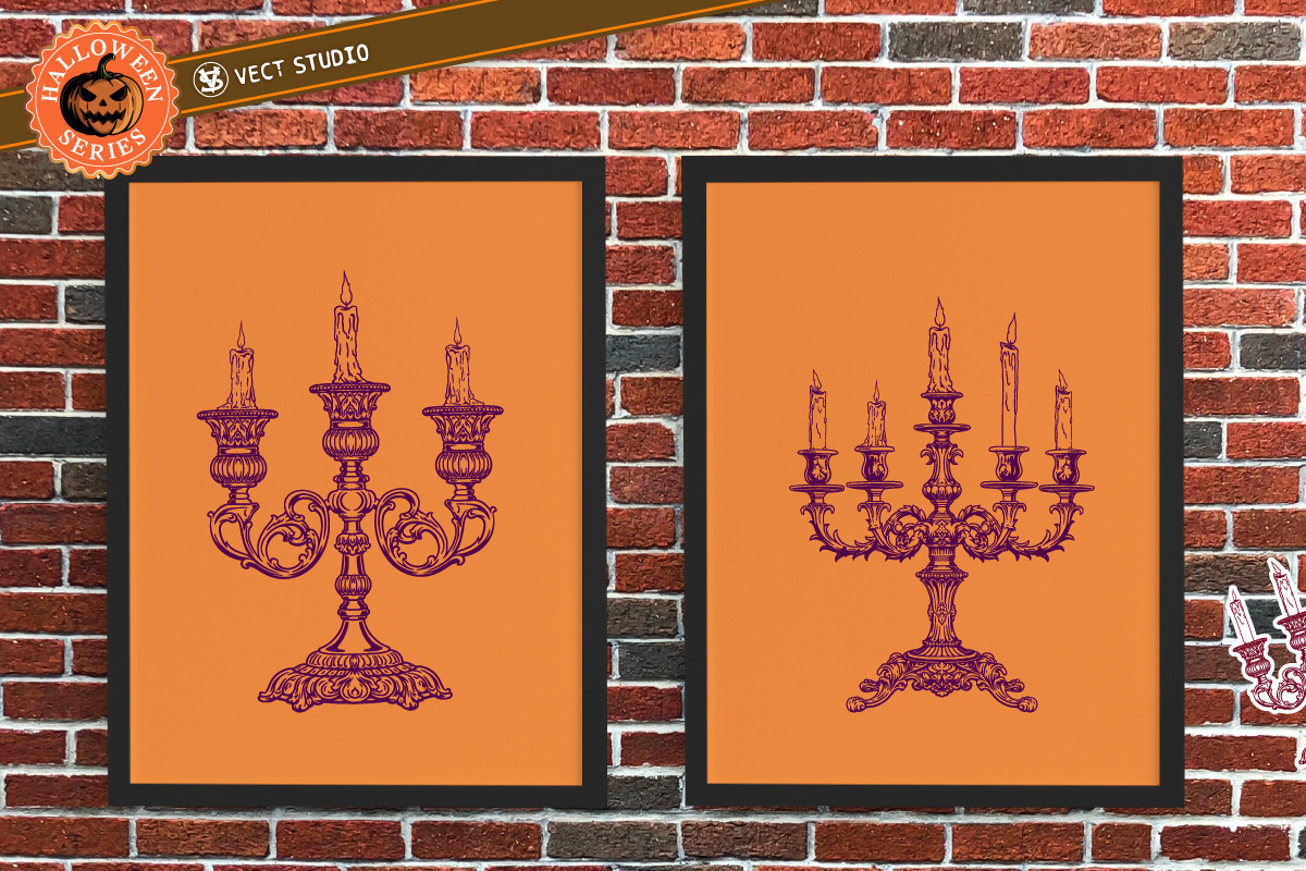 12 Candelabra Halloween Stamp Brush, a Brush Add-On by vectstudio (Photo 7 of 10)