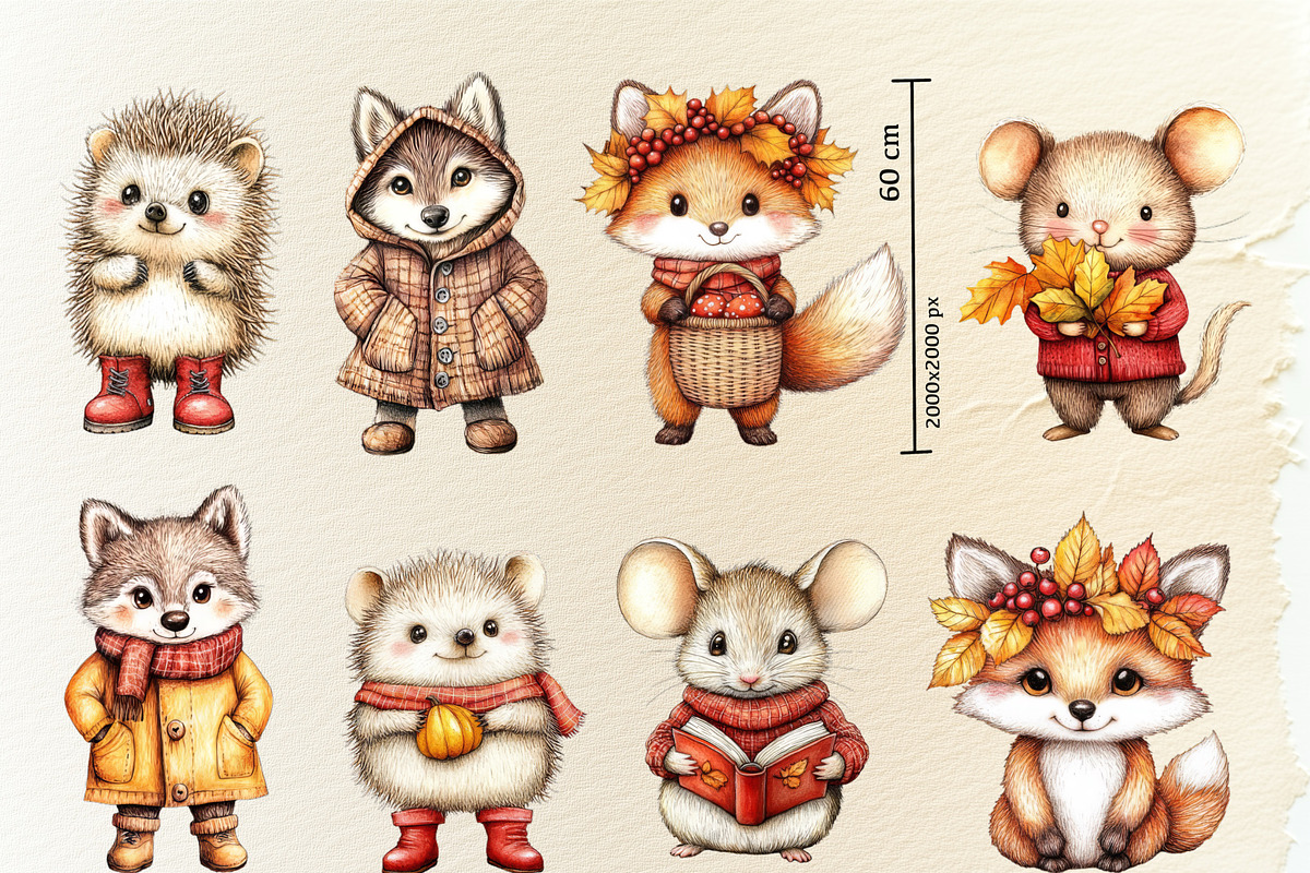 Watercolor Autumn animals set, a Seasonal Illustration by ZabolotnaArt (Photo 3 of 13)