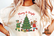 Merry & Bright, Retro Christmas PNG, an Illustration by DreamArtGraphic (Thumbnail 4 of 5)