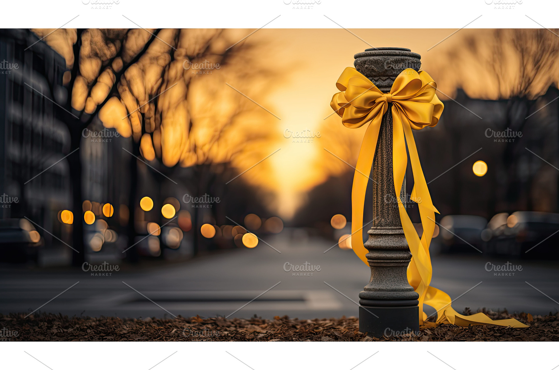 symbol yellow ribbons ai generated, an Industrial Photo by pikepicture
