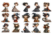 Whimsical Witches Clipart, a Seasonal Illustration by Nicolle's Colorful Art (Thumbnail 2 of 6)