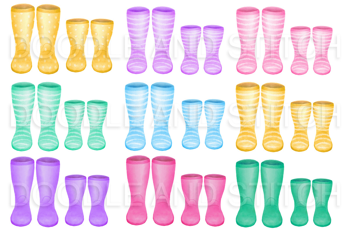 Watercolor Welly Boots Clipart, an Illustration by Doodle and Stitch (Photo 3 of 4)