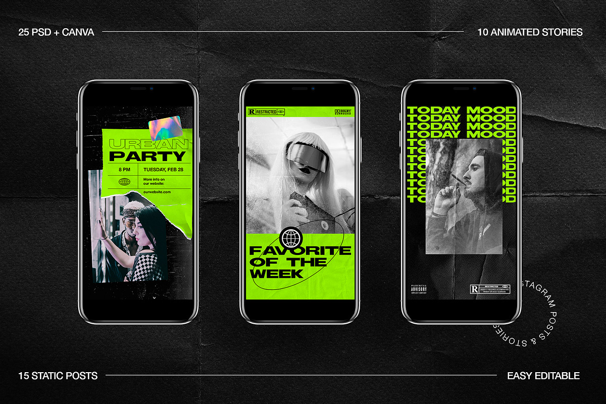 Neon Instagram PSD + Canva, a Social Media Template by Marie T (Photo 4 of 15)