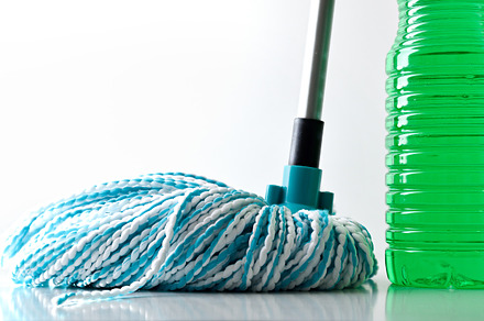 Plastic bottle with green disinfectant product for floor isolate, a Health & Medical Photo by Davizro's Market
