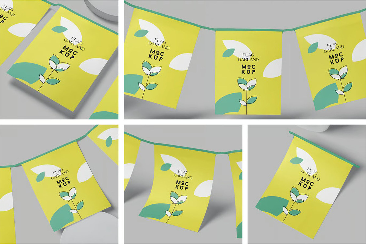 Garland Flag Mockups, an Advertising Mockup by megostudi0 (Photo 1 of 7)