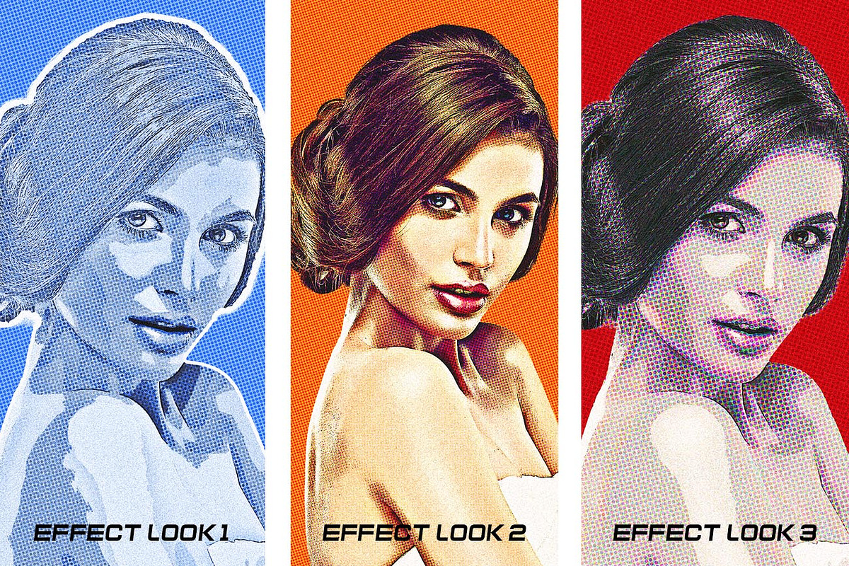Pop Art Halftone Effect Ps Action, an Action Add-On by Studio Retouch (Photo 2 of 12)