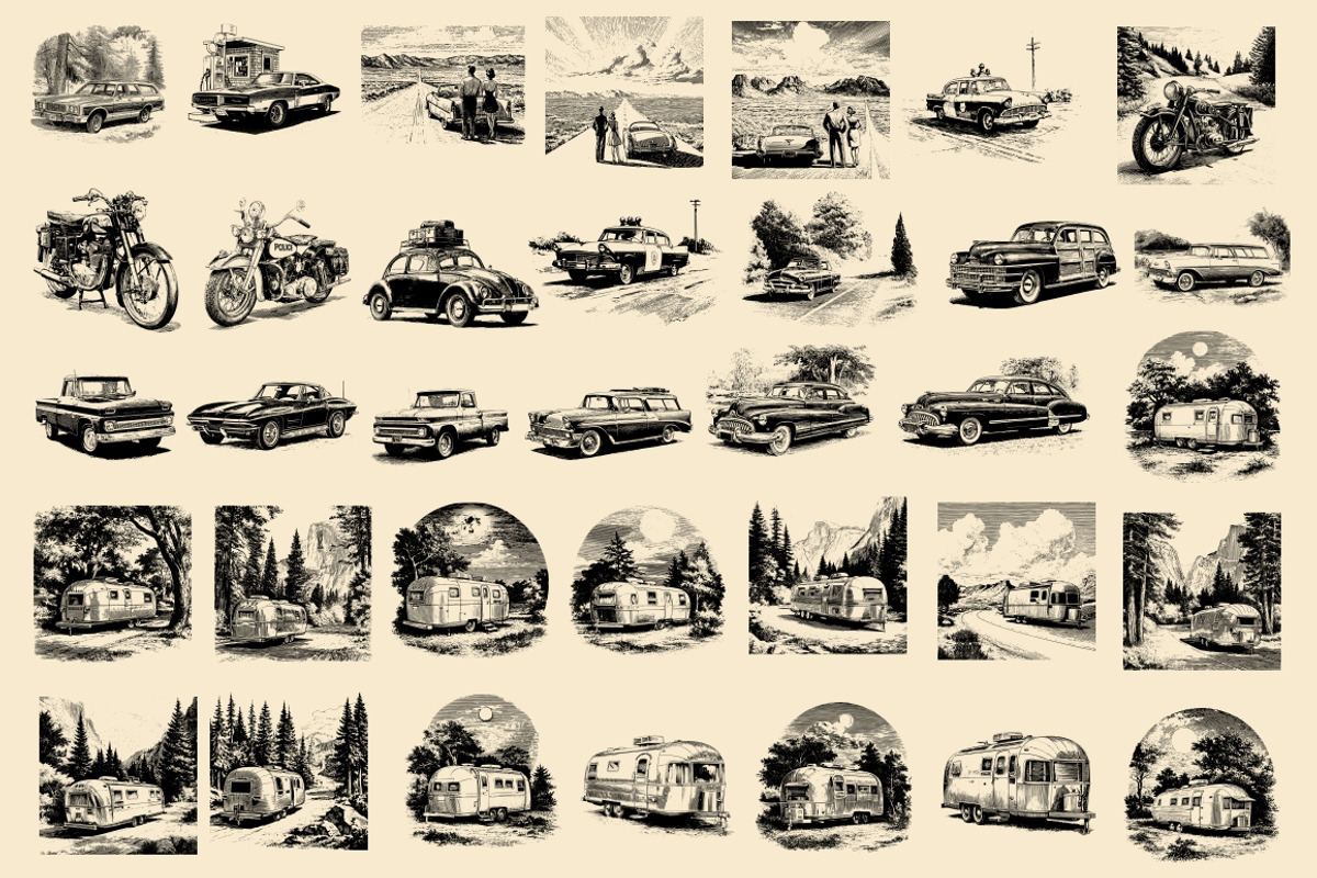 USA Retro Road Trip illustrations, an Object Illustration by Nocturnal Wolf (Photo 13 of 19)