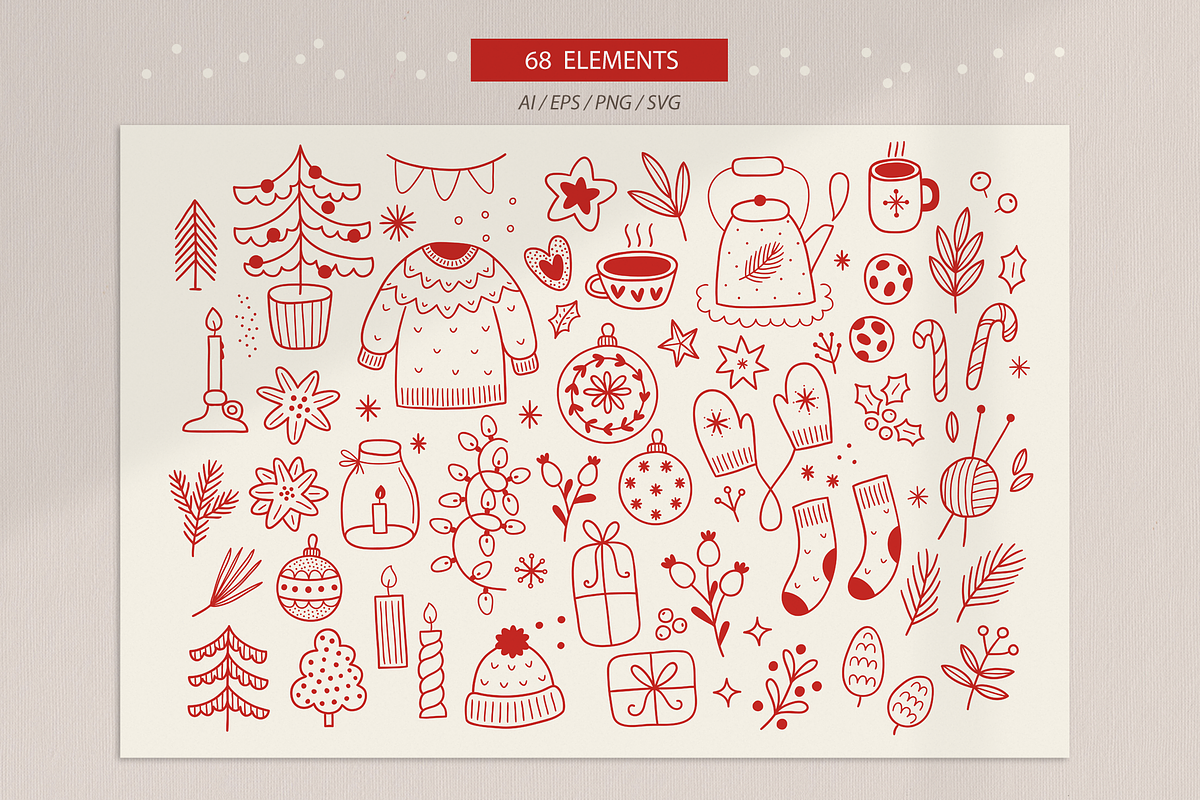 Hand Drawn Christmas Kit, a Seasonal Illustration by miumiu (Photo 5 of 15)