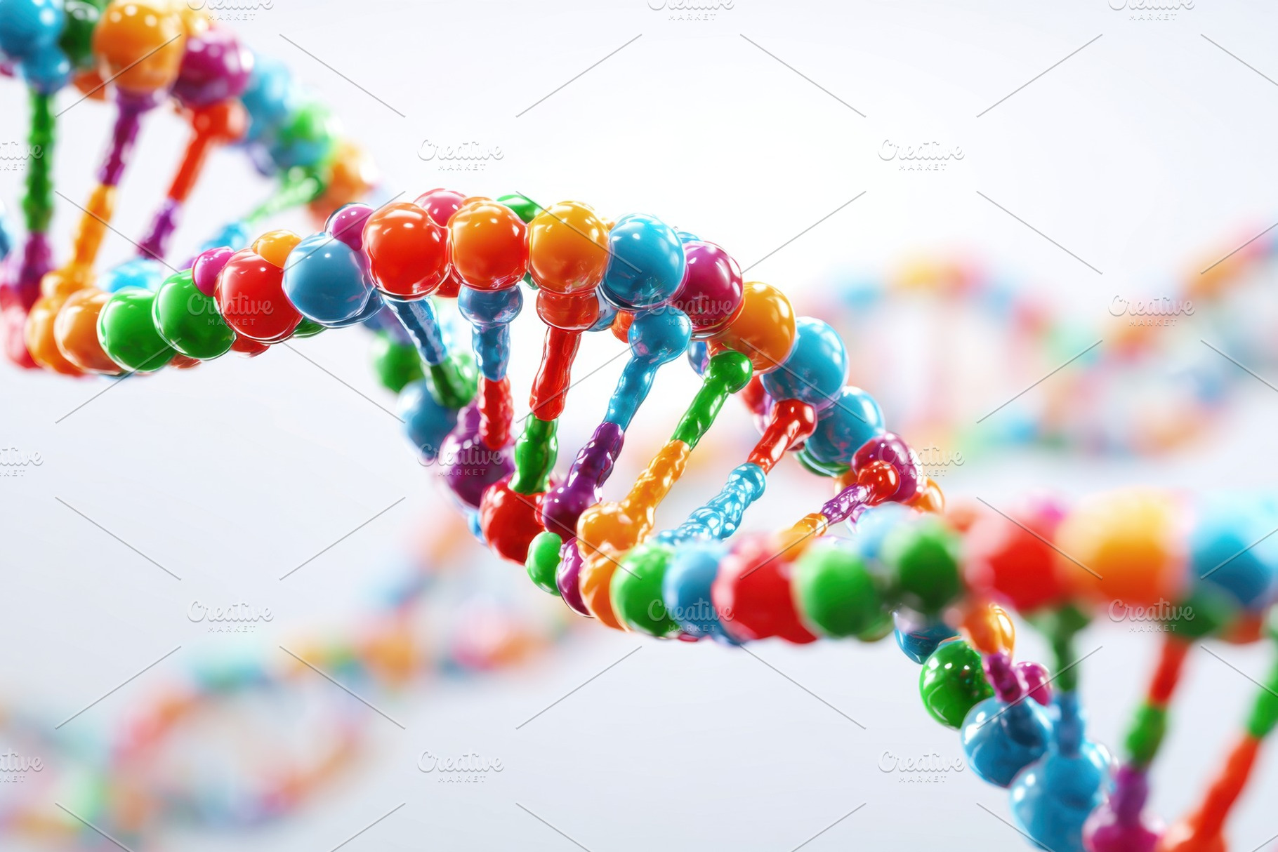 Colorful 3D DNA double helix model, a Health & Medical Photo by AlyaAnd