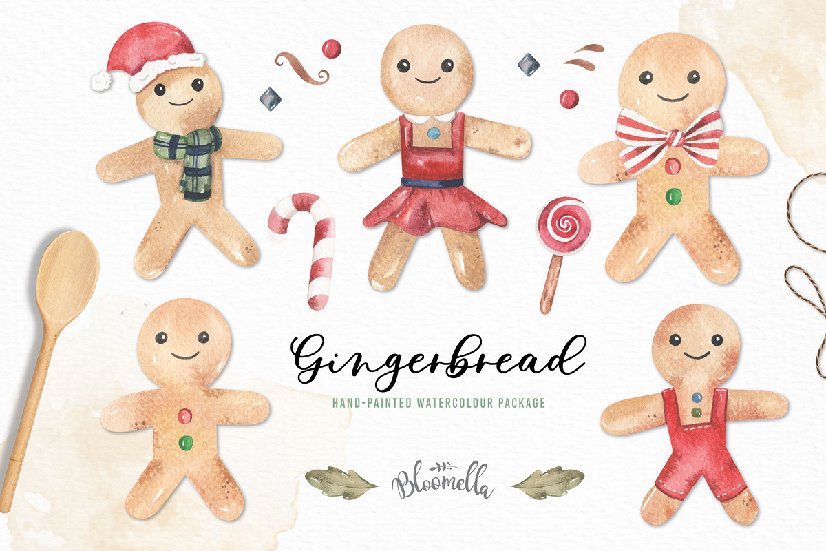 Gingerbread Men 40 Watercolour Set, an Object Graphic by Bloomella (Photo 6 of 6)