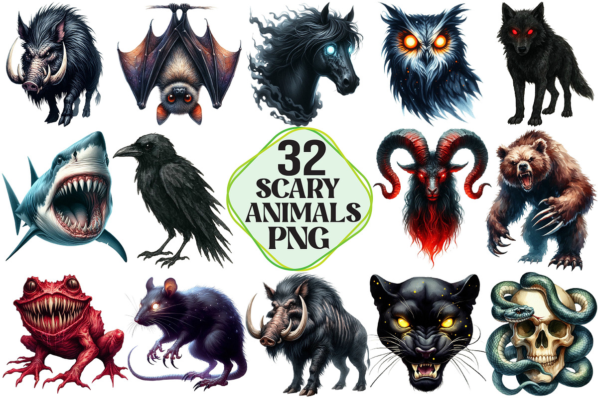 Scary Animals Sublimation PNG, an Illustration by Pixels.Craft (Photo 1 of 7)