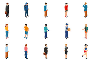 Cool isometric people set