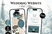 Teal Blue Wedding Website Invitation, a Landing Page Template by Everyday Perfection (Thumbnail 1 of 12)