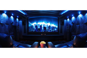 Futuristic home cinema with sci-fi, a Technology Photo by piter.goskov