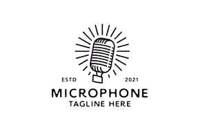Vintage Hipster Microphone Logo, a Branding & Logo Template by Weasley99Store