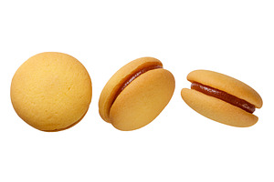 Set of sandwich cookies with cream, a Food & Drink Photo by innakreativ