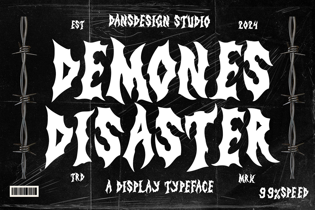 Demones Disaster Horror Metal, a Blackletter Font by dansdesign (Photo 1 of 9)