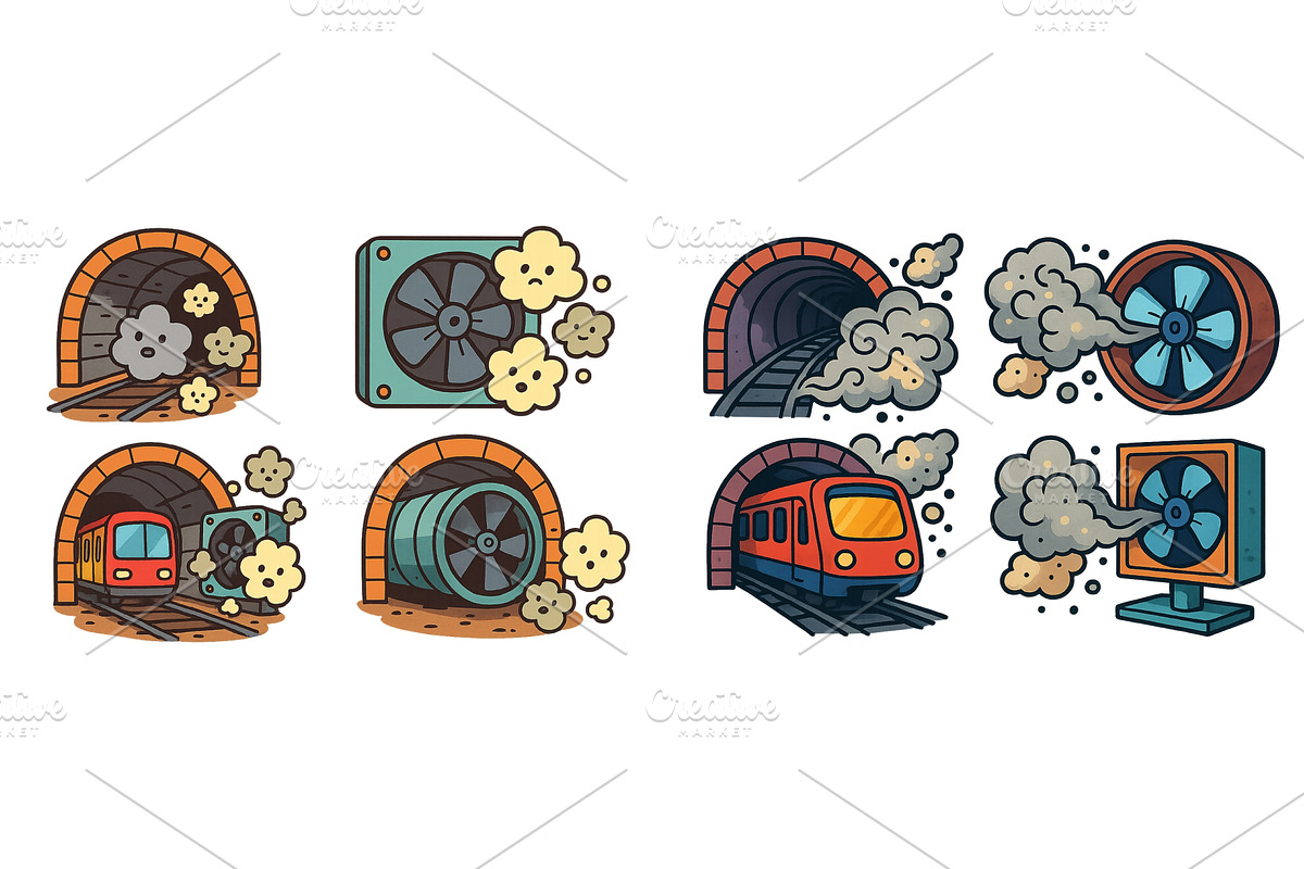Trains passing through tunnels with, a Transportation Illustration by ZinetroN