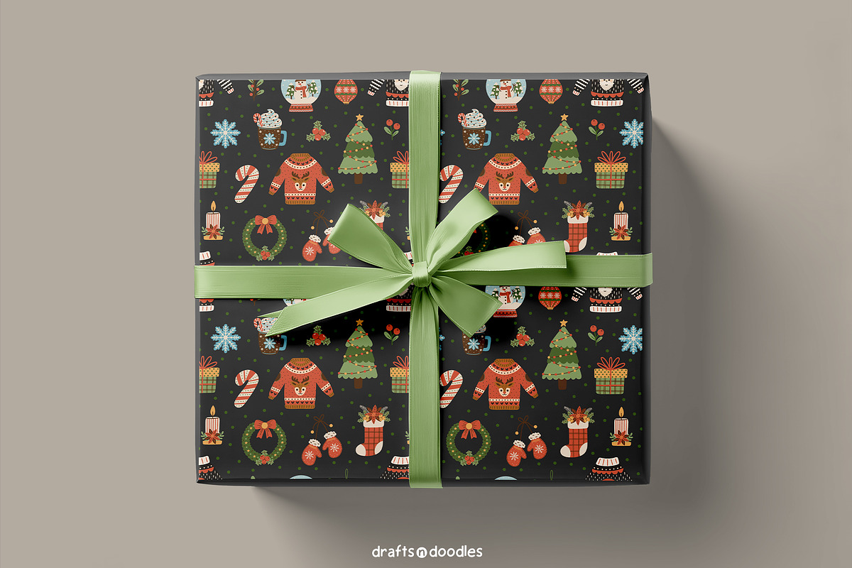 Cozy Christmas Clipart and Patterns, a Seasonal Illustration by Drafts n Doodles (Photo 12 of 12)