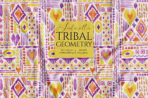 Watercolor Tribal Geometric Pattern, a Pattern Graphic by SirenaArt