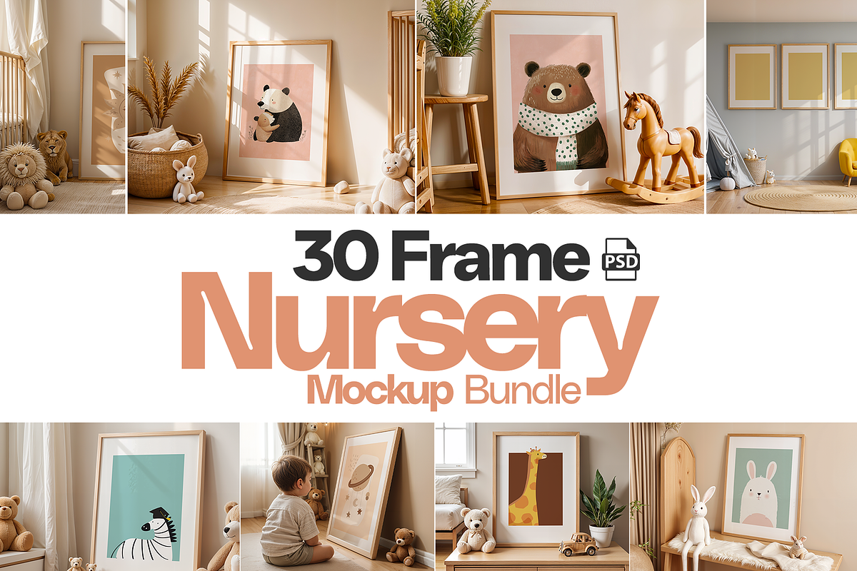 30 Nursery Frame Mockup Bundle PSD, a Mockup by MockupShopi (Photo 1 of 8)
