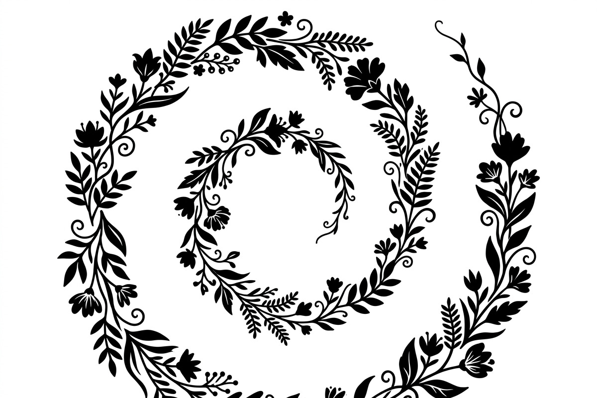 50 Elegant Floral Leaf Spiral Frame, a Decorative Illustration by Amazin_art (Photo 32 of 39)